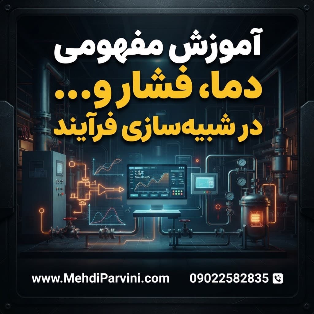 آموزش مفهومی دما، فشار، دبی و ترکیب در شبیه‌سازی فرآیند