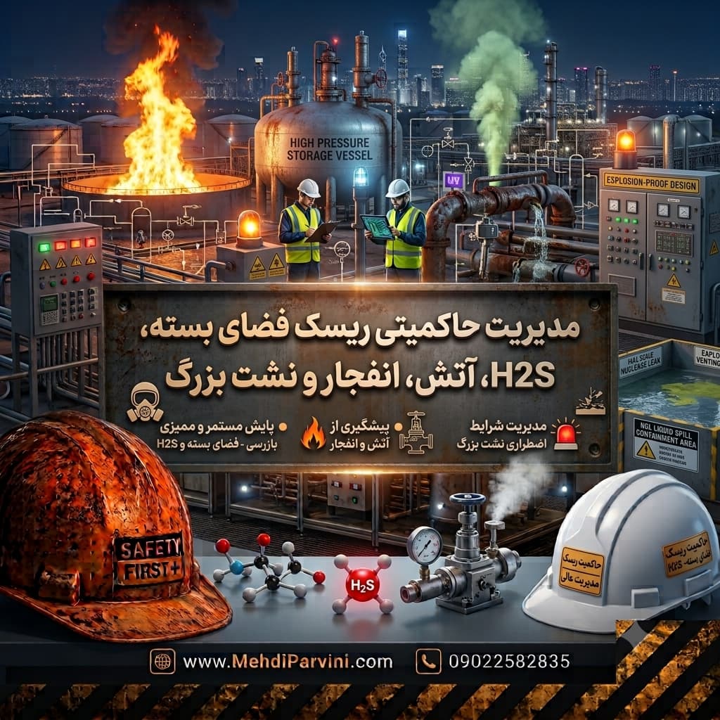 مدیریت حاکمیتی ریسک فضای بسته، H2S، آتش، انفجار و نشت بزرگ