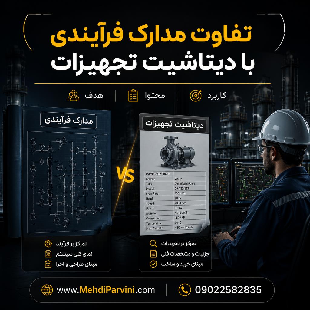 تفاوت مدارک فرآیندی با دیتاشیت تجهیزات