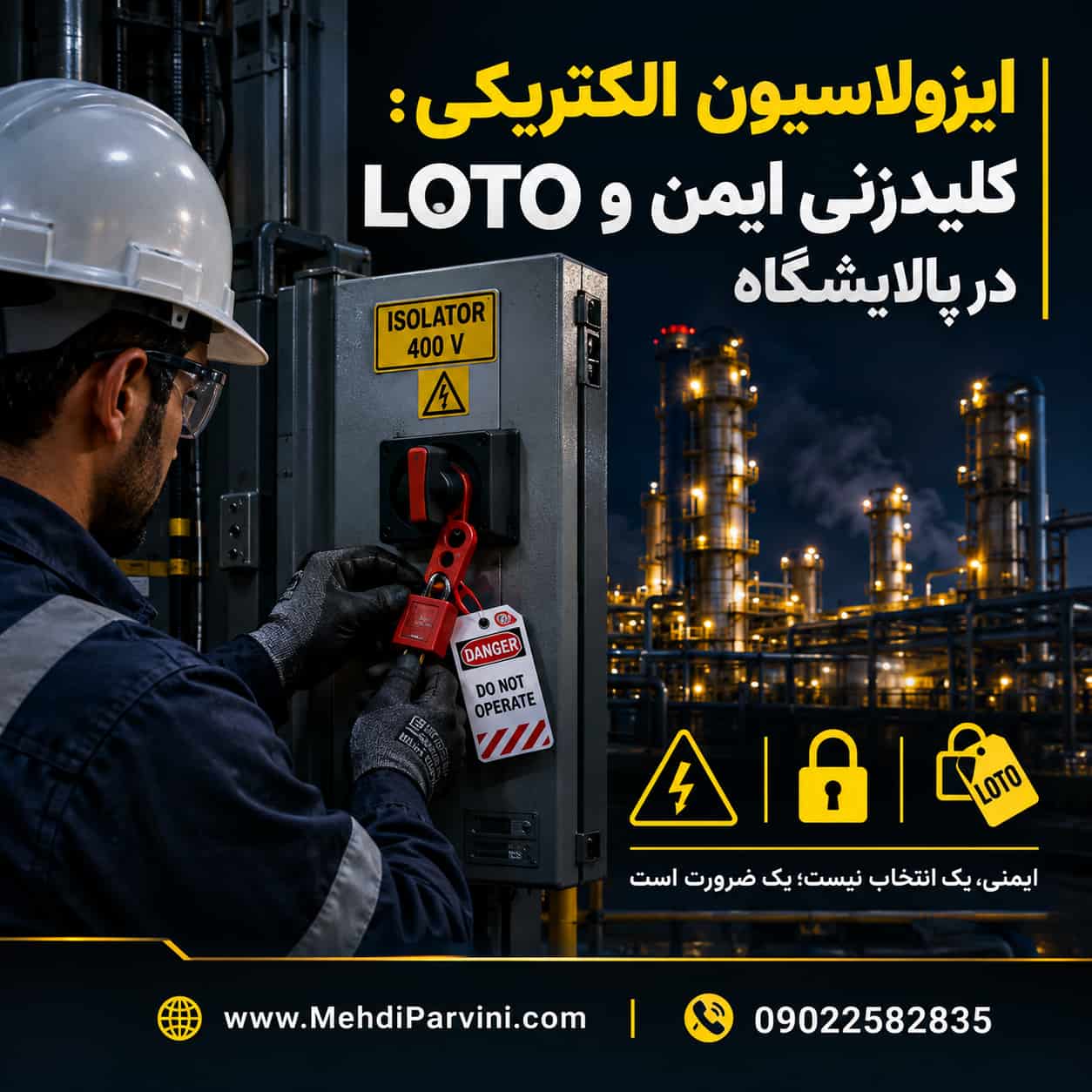 ایزولاسیون الکتریکی: کلیدزنی ایمن و LOTO در پالایشگاه