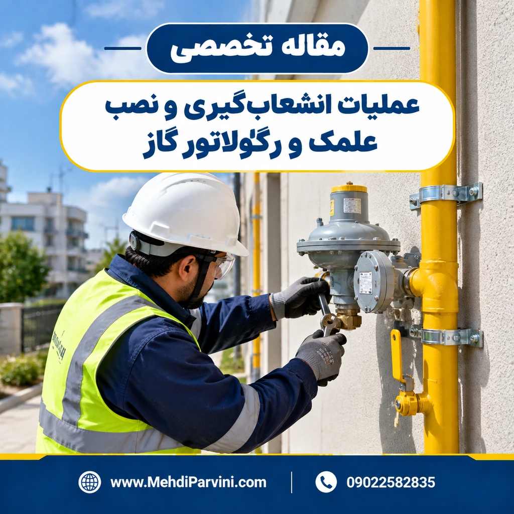 عملیات انشعاب‌گیری و نصب علمک و رگولاتور گاز