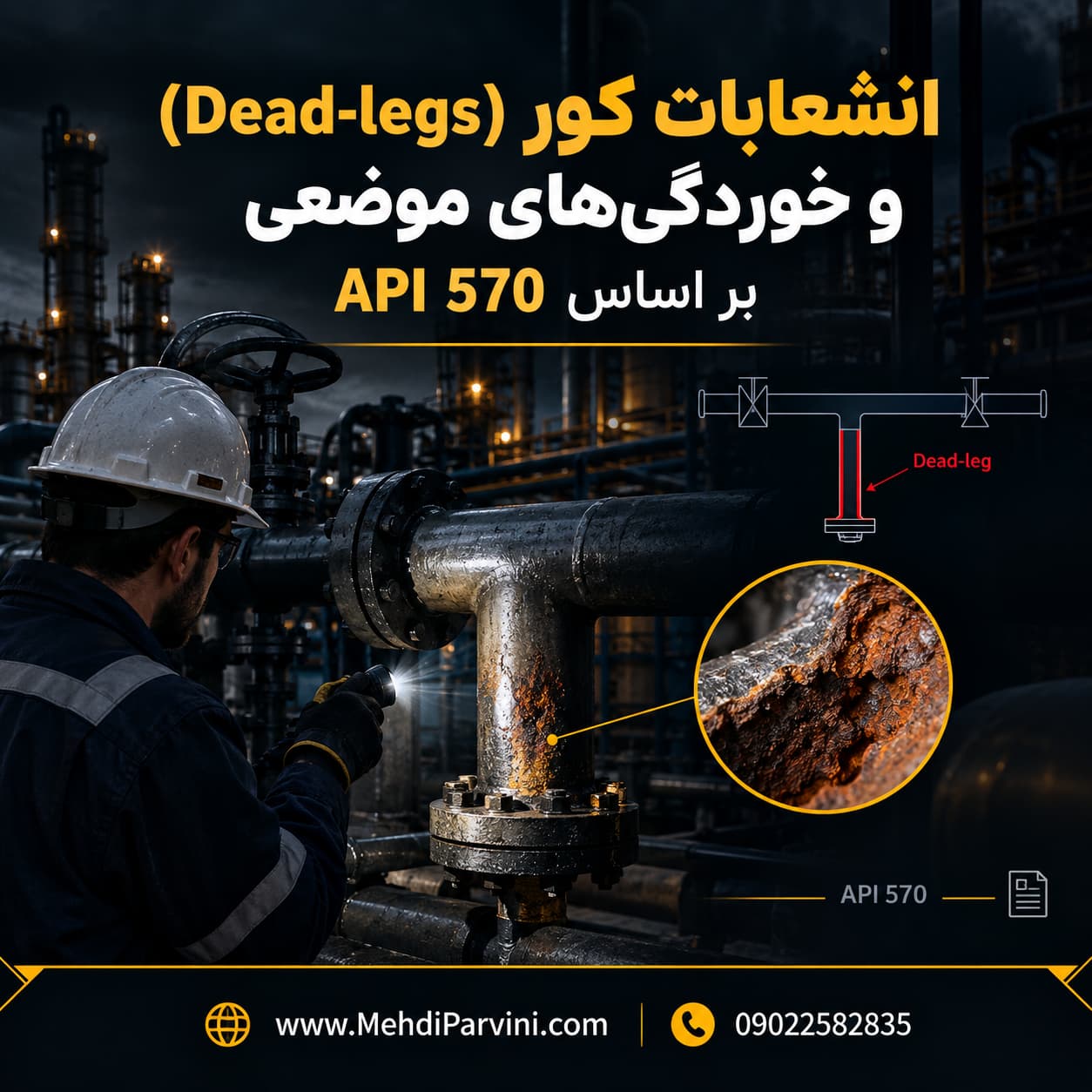 انشعابات کور (Dead-legs) و خوردگی‌های موضعی بر اساس API 570