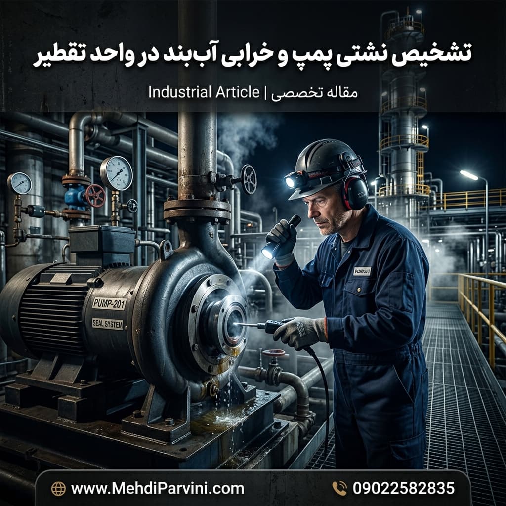 تشخیص نشتی پمپ و خرابی آب‌بند در واحد تقطیر