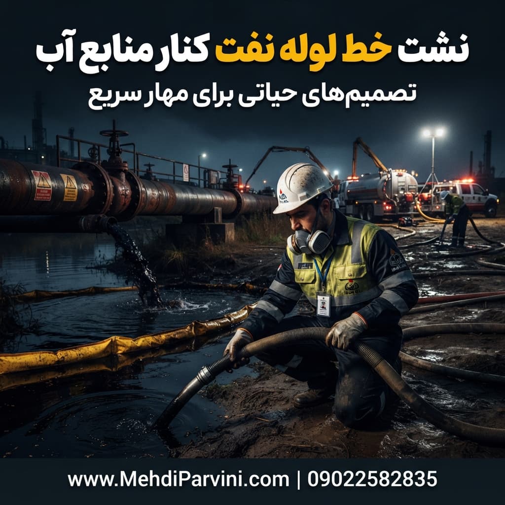 نشت خط لوله نفت کنار منابع آب