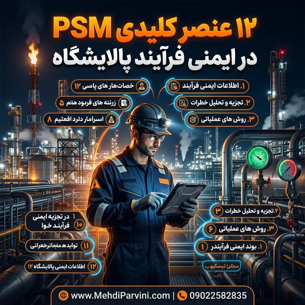 ۱۲ عنصر کلیدی PSM در ایمنی فرآیند پالایشگاه