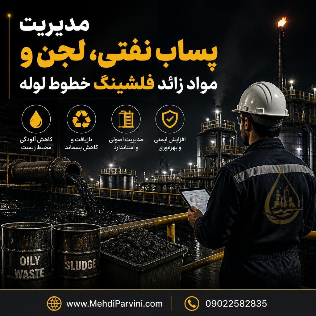 مدیریت پساب نفتی، لجن و مواد زائد فلشینگ خطوط لوله