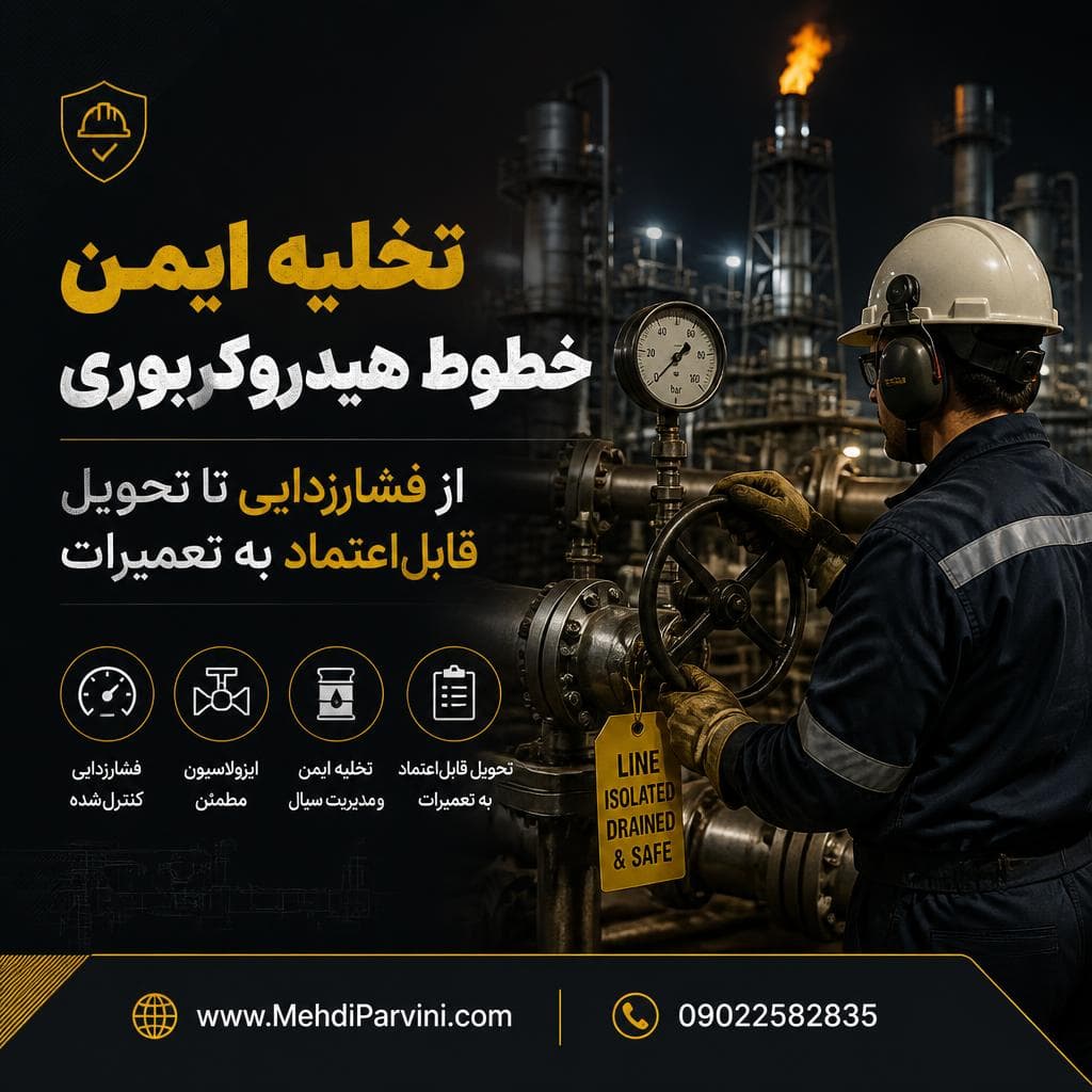 تخلیه ایمن خطوط هیدروکربوری؛ از فشارزدایی تا تحویل قابل‌اعتماد به تعمیرات