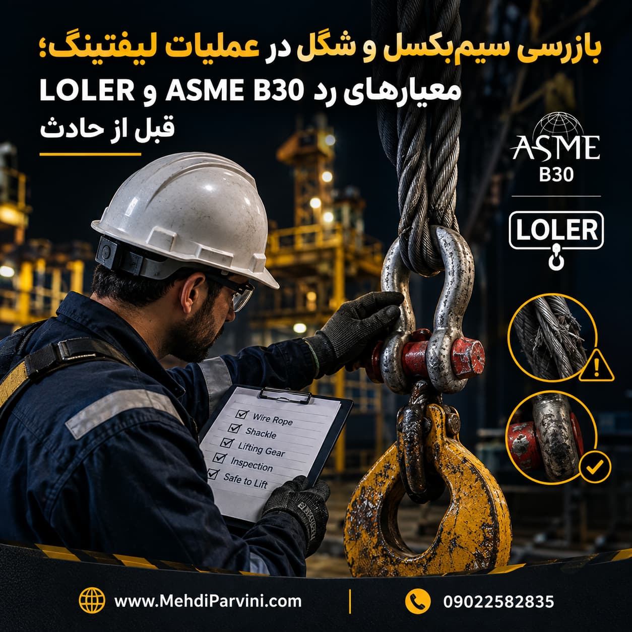 بازرسی سیم‌بکسل و شگل در عملیات لیفتینگ