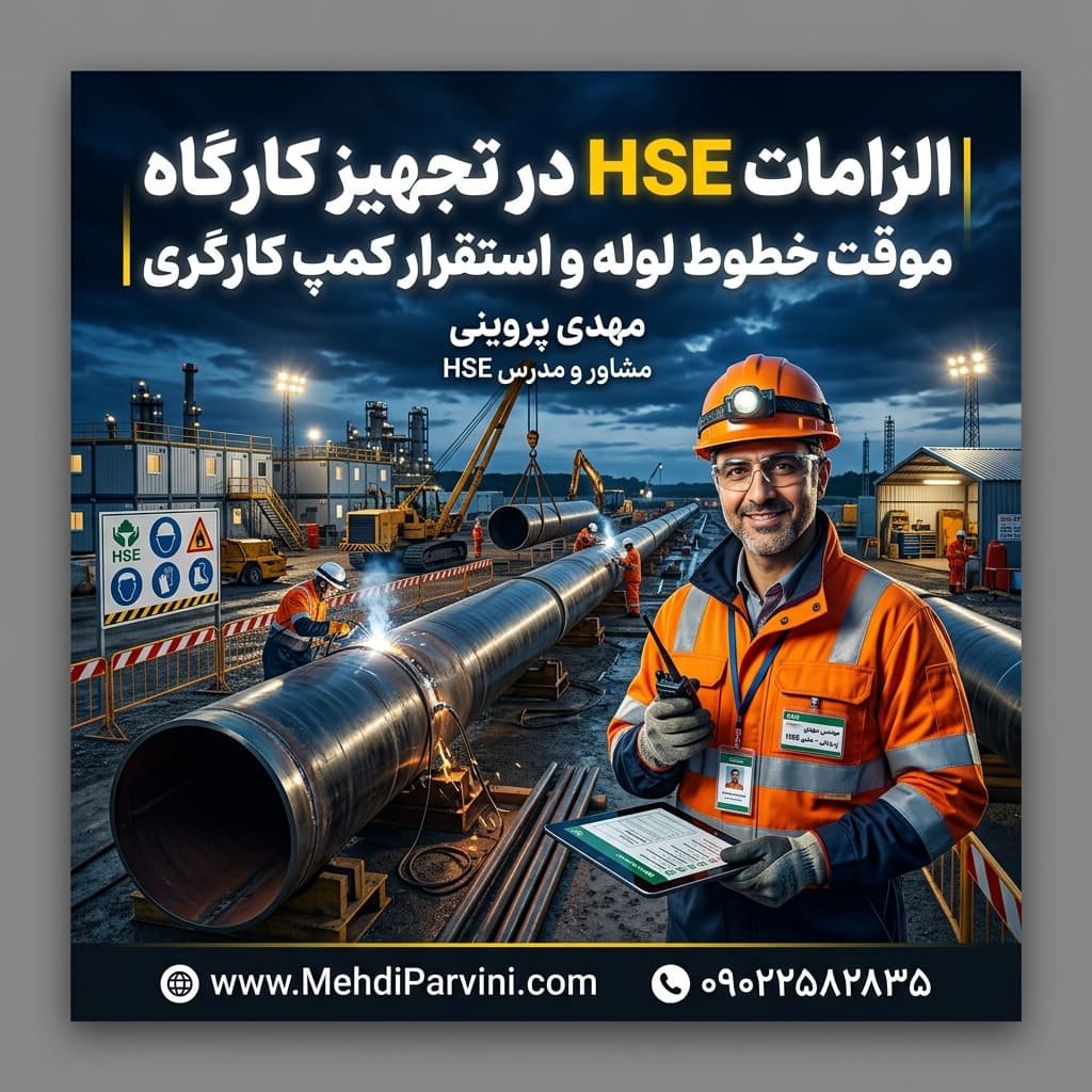 الزامات HSE در تجهیز کارگاه موقت خطوط لوله و استقرار کمپ کارگری