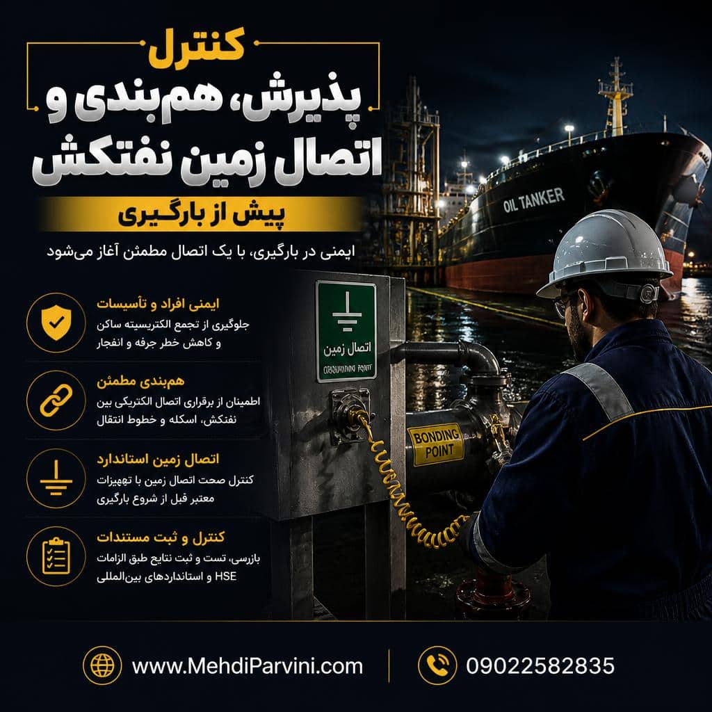 کنترل پذیرش، هم‌بندی و اتصال زمین نفتکش پیش از بارگیری